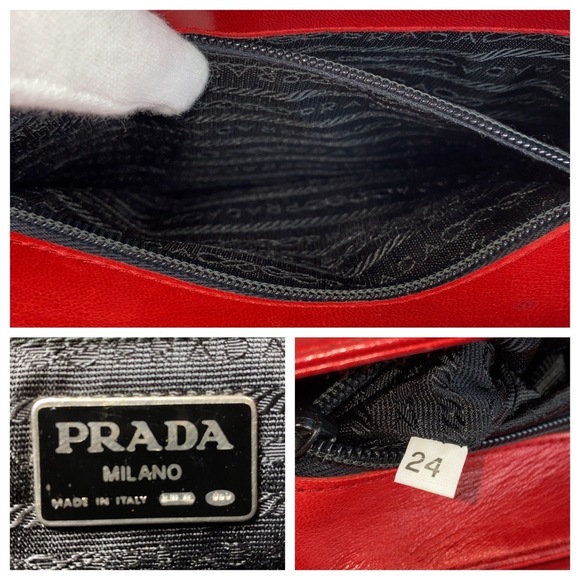 Prada Prada Vintage Red Leather Chain Shoulder Bag Leather Crossbody Bag - Picture 9 of 10
